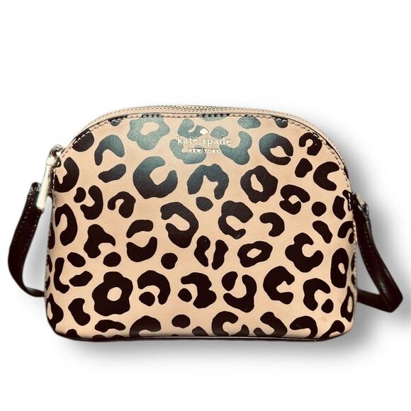 Kate Spade New York Kali Small Dome Crossbody Bag Leather Leopard Black Chic - Picture 15 of 15